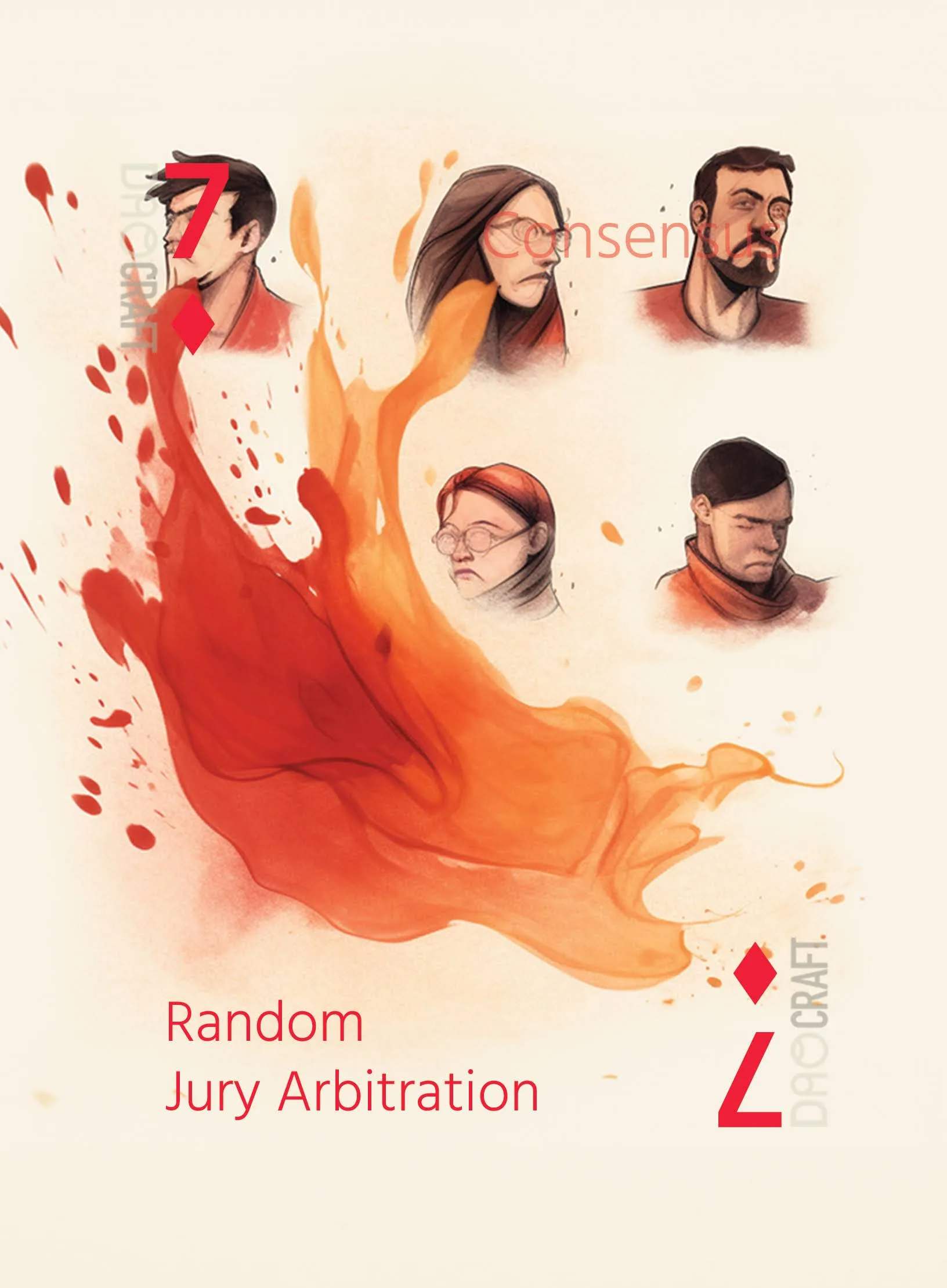 The Random Jury Arbitration card: 7 ♦ of Consensus